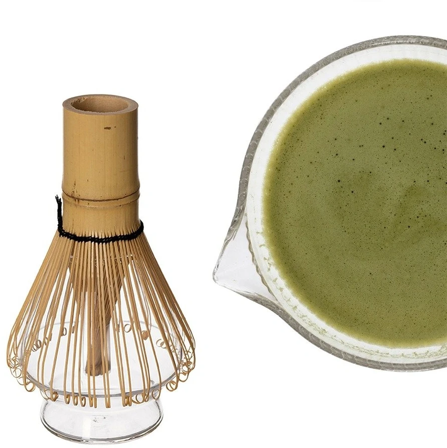 Matcha ruošimo rinkinys, stiklinis ir bambukinis, skaidrus, 4 dalių
