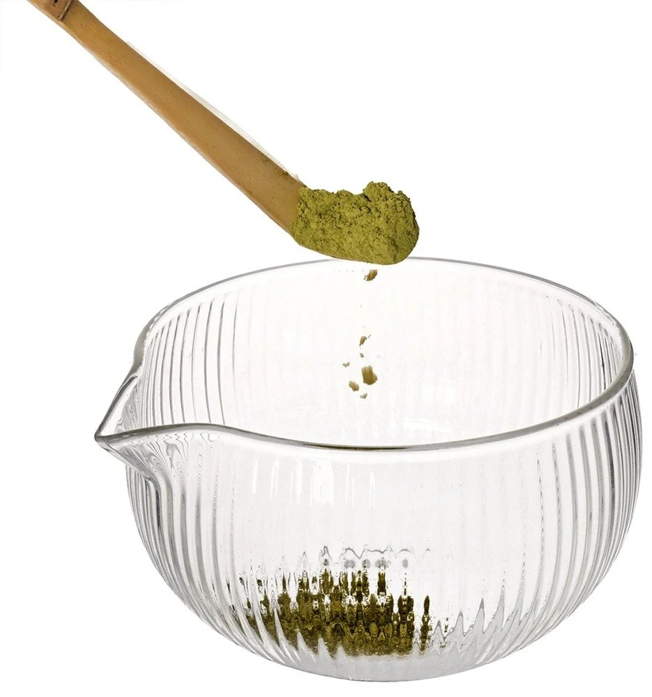Matcha ruošimo rinkinys, stiklinis ir bambukinis, skaidrus, 4 dalių