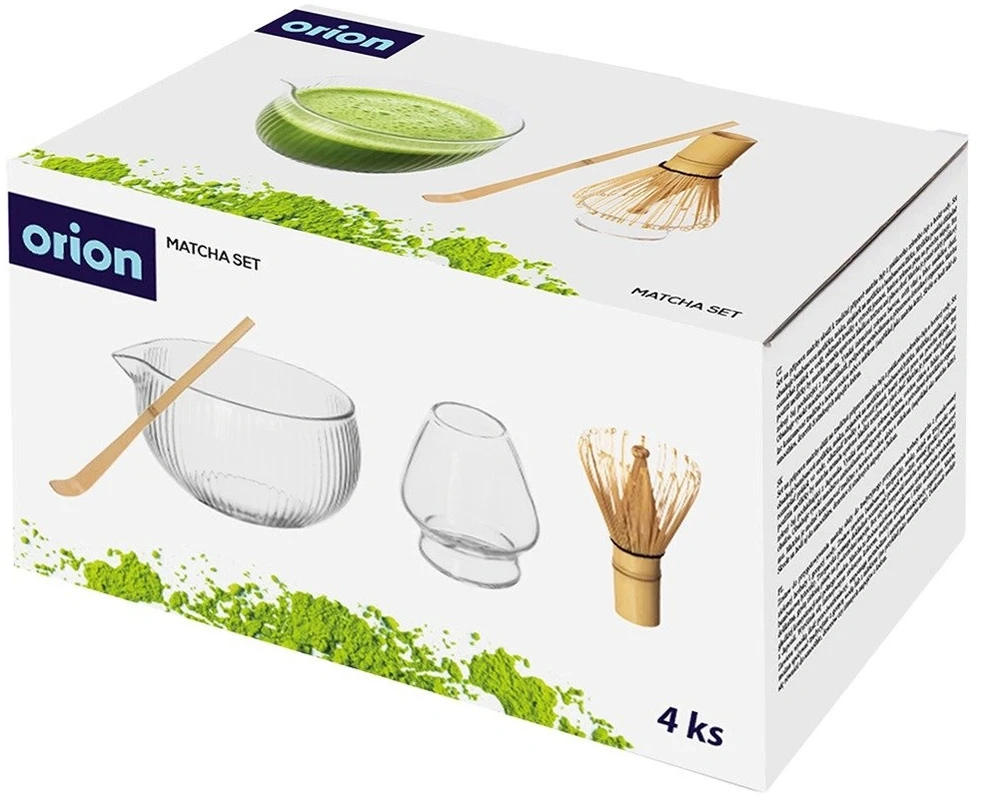 Matcha ruošimo rinkinys, stiklinis ir bambukinis, skaidrus, 4 dalių