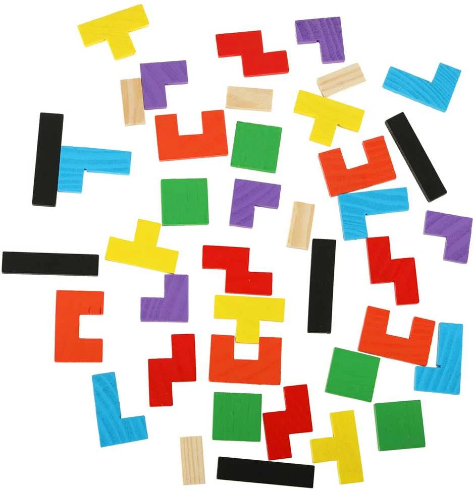 Medinės dėlionės tetris blokai 40el.