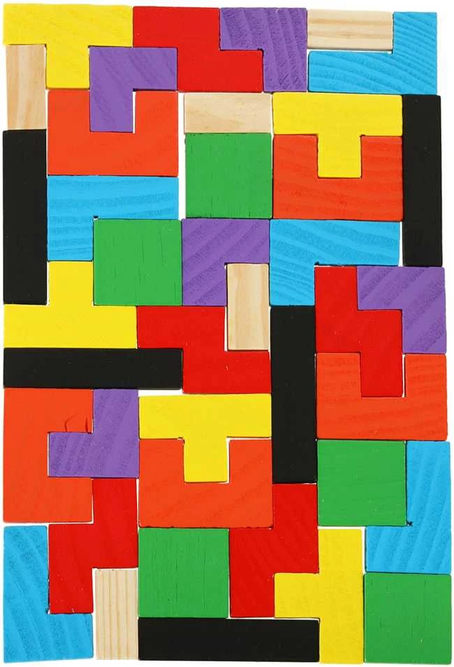 Medinės dėlionės tetris blokai 40el.