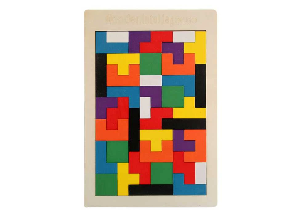 Lean Toys Medinė loginė dėlionė vaikams, 40 detalių, 27x18 cm