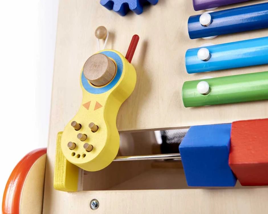 Ikonka Vaikiškas vežimėlis medinis lavinamasis kubas 6in1