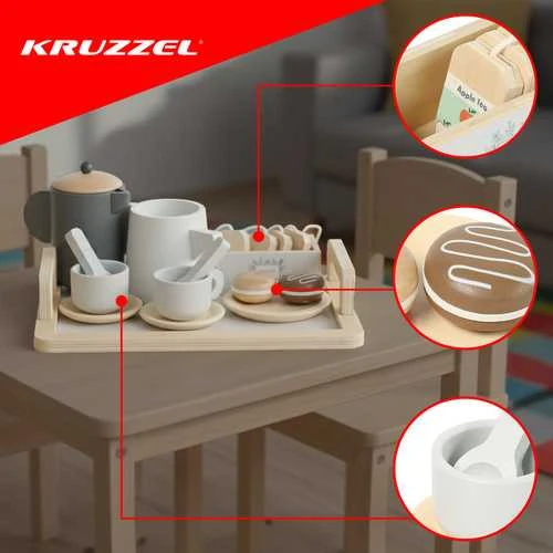Kruzzel 26543 16 dalių medinis arbatos rinkinys