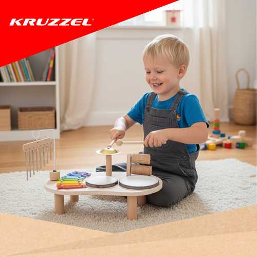 Medinis edukacinis muzikinis stalas Kruzzel 26903, 24,5x38,5x23,5 cm