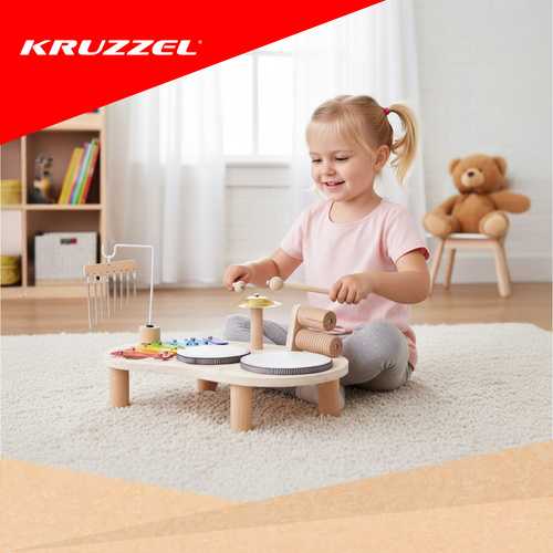 Medinis edukacinis muzikinis stalas Kruzzel 26903, 24,5x38,5x23,5 cm