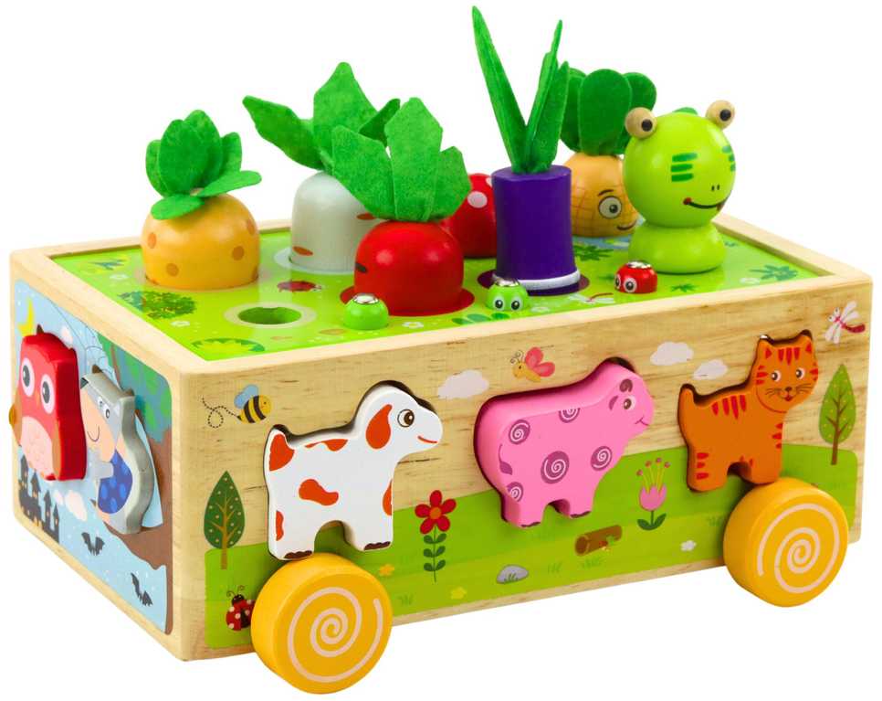 Lean Toys Medinis lavinamasis žaislas „Linksma ferma“ su varpeliais ir magnetiniais kirminais