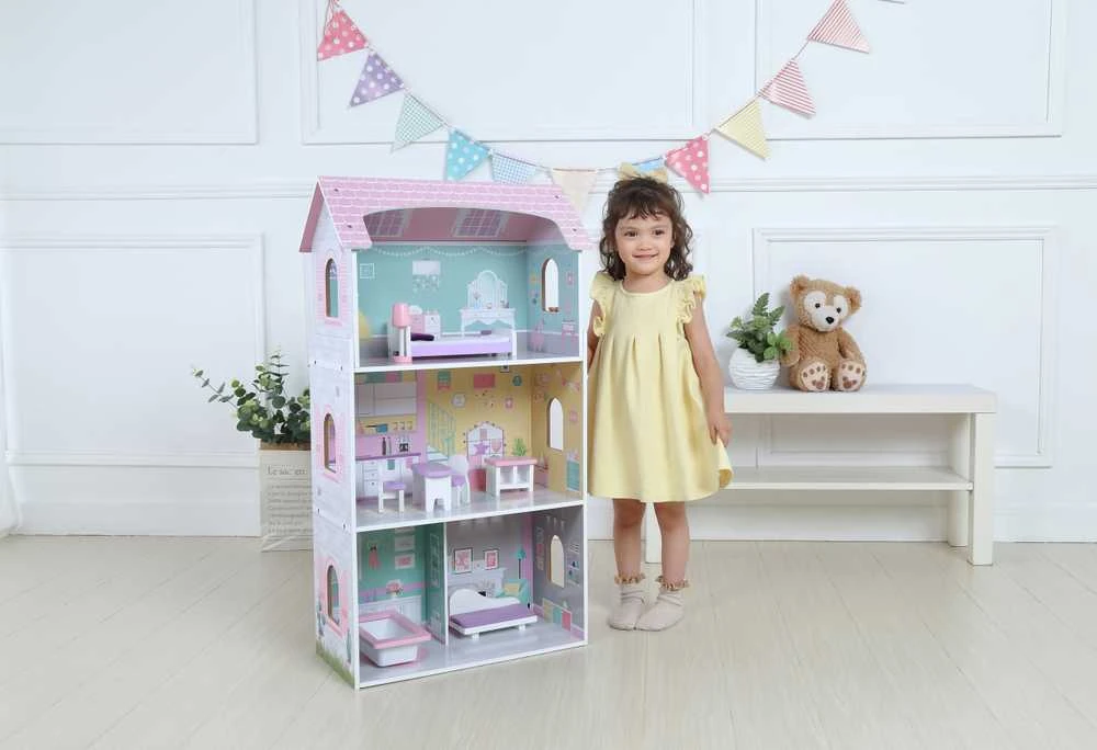 Ecotoys Lėlių namelis medinis Blueberry Residence