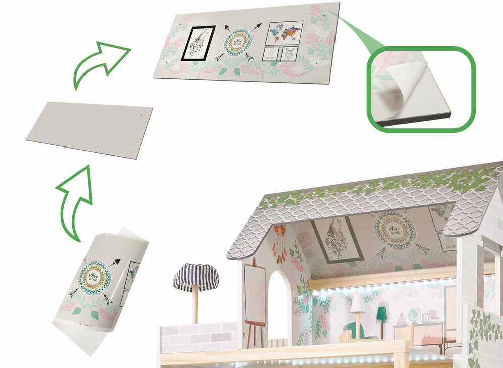 KIK LULILO medinis lėlių namelis FLORO boho LED