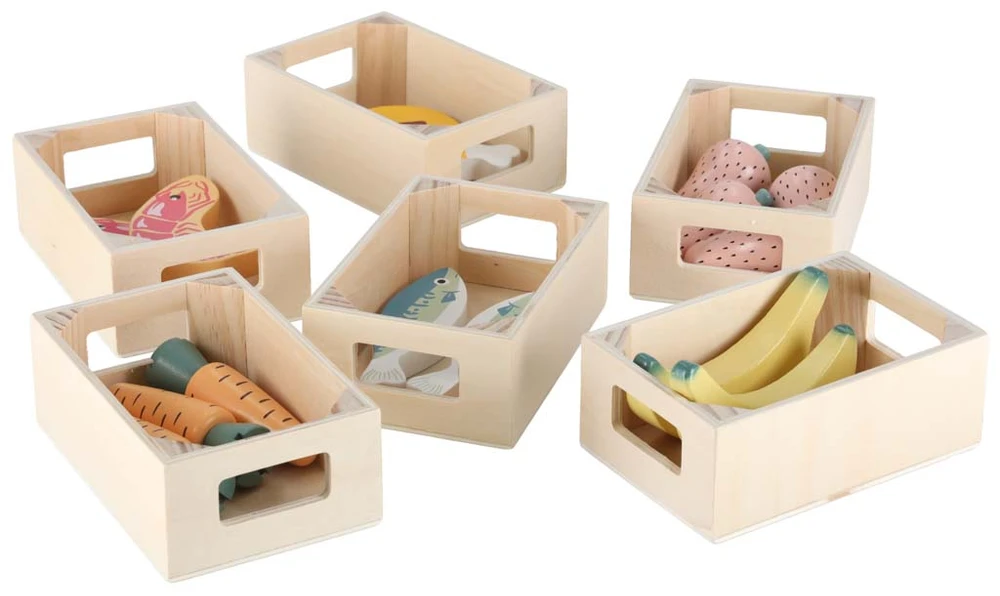 Lulilo MEDINĖ VAIKIŠKA PARDUOTUVĖ SU KASOS APARATU – INTERAKTYVUS SUPERMARKETO RINKINYS