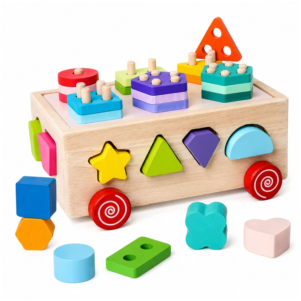 Lean Toys Medinis rūšiavimo žaislas ant ratukų