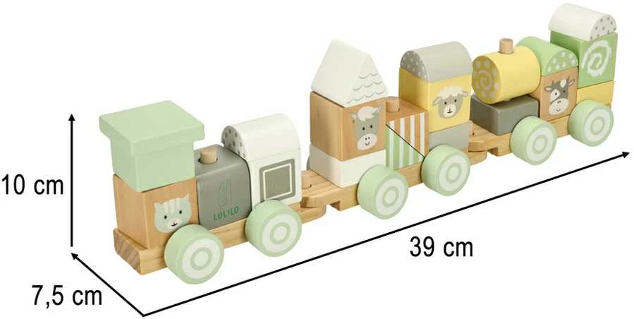 Ikonka Lulilo Train medinis traukinys pastelė