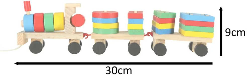 Medinis rūšiuoklis vikrumo dėlionė traukinio lokomotyvas + vagonai 30cm