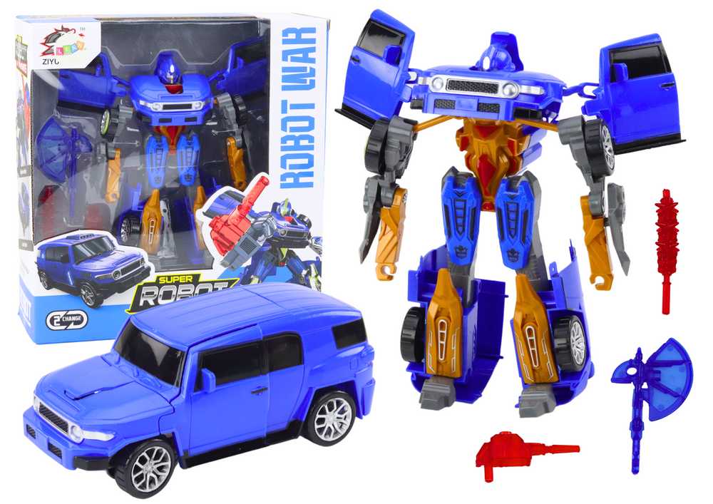 Lean Toys Mėlynas Auto-Robotas 2in1 su Priedais
