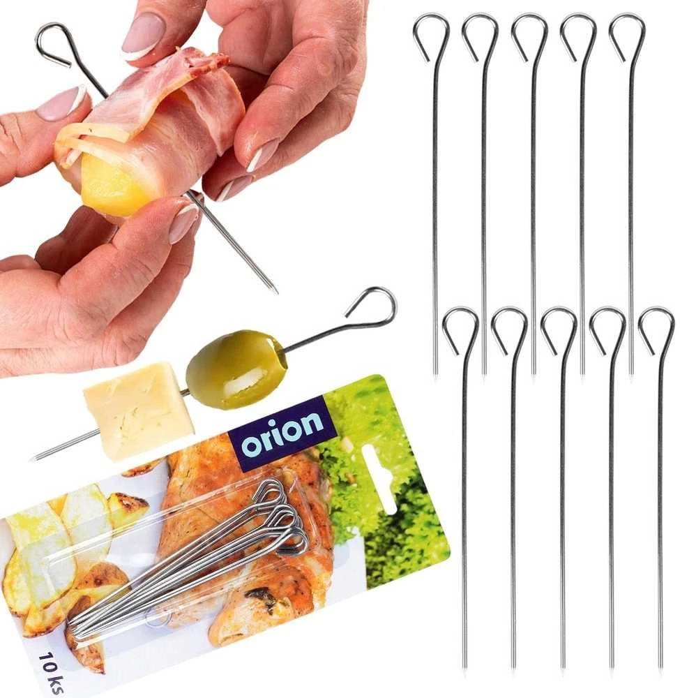 Orion Plieniniai iešmai suktinukams 10 cm, 10 vnt.