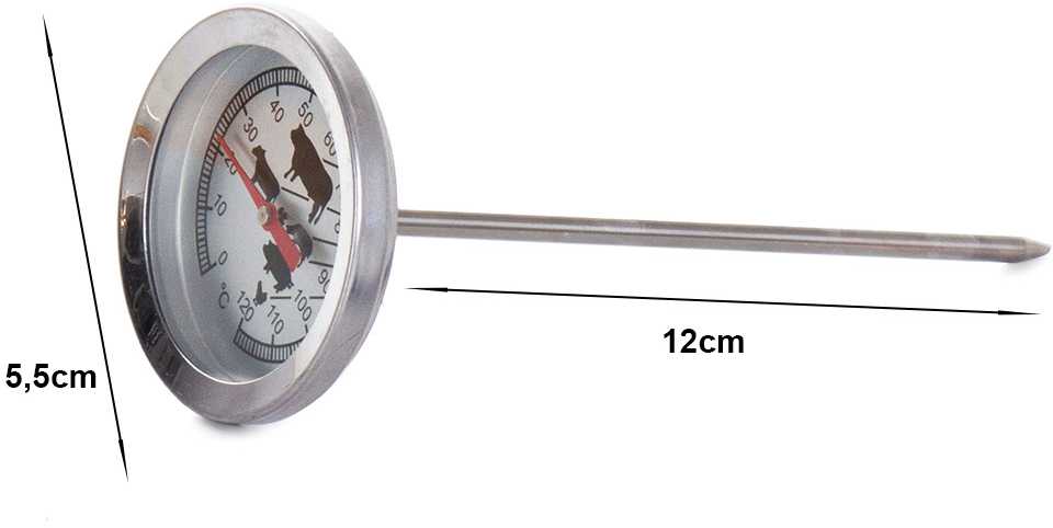 Mėsos termometras su 12 cm iš nerūdijančio plieno