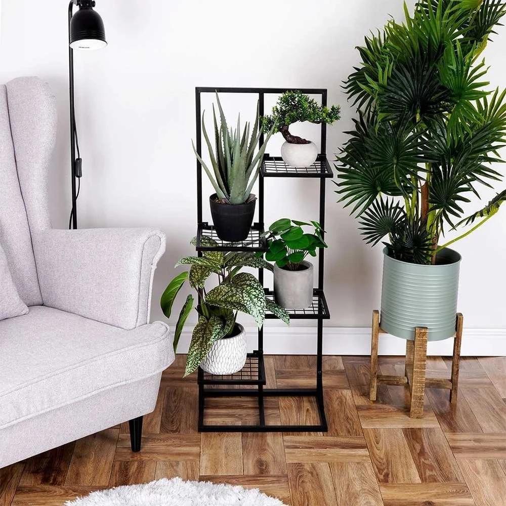 Orion Metalinis gėlių stovas 4 lygių 102 cm juodas
