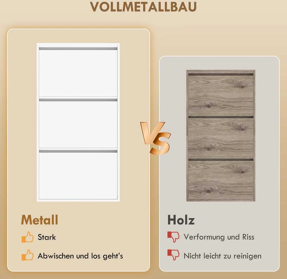Metalinė batų spintelė Balta