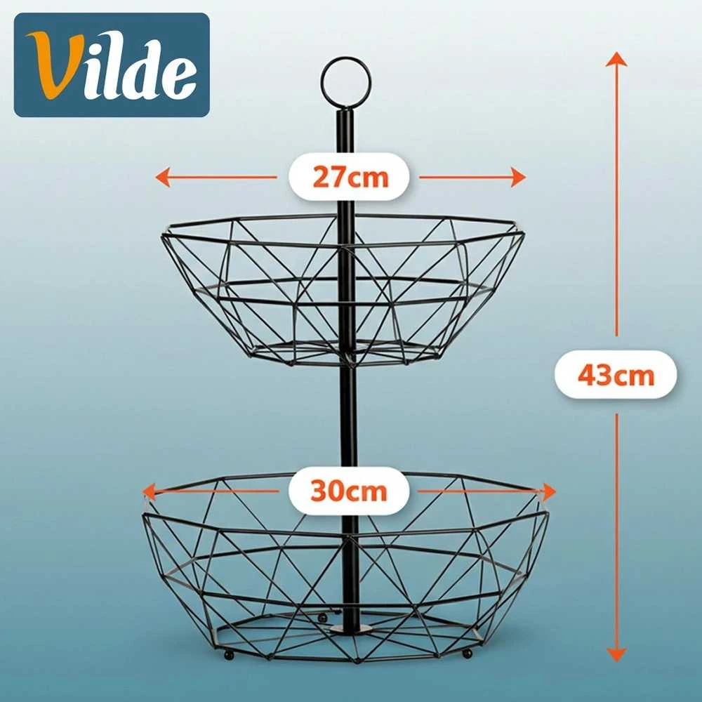 Vilde Vaisių krepšelis metalinas juoda 2 lygių