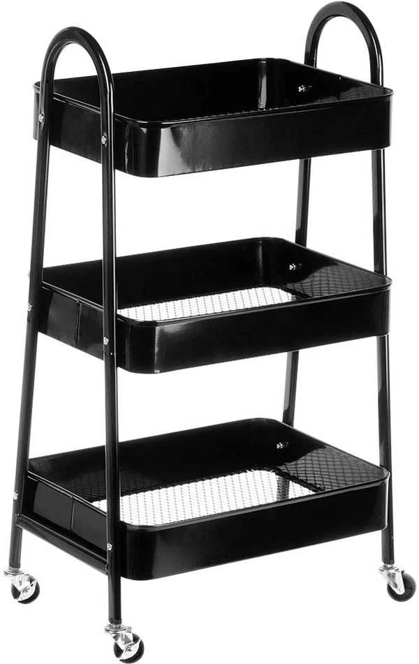 Storage Solutions Mobilus Metalinis Lentynas 3 Lygiai Juodas 44x31,5x78,5 cm