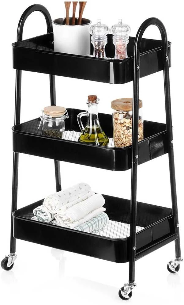 Storage Solutions Mobilus Metalinis Lentynas 3 Lygiai Juodas 44x31,5x78,5 cm