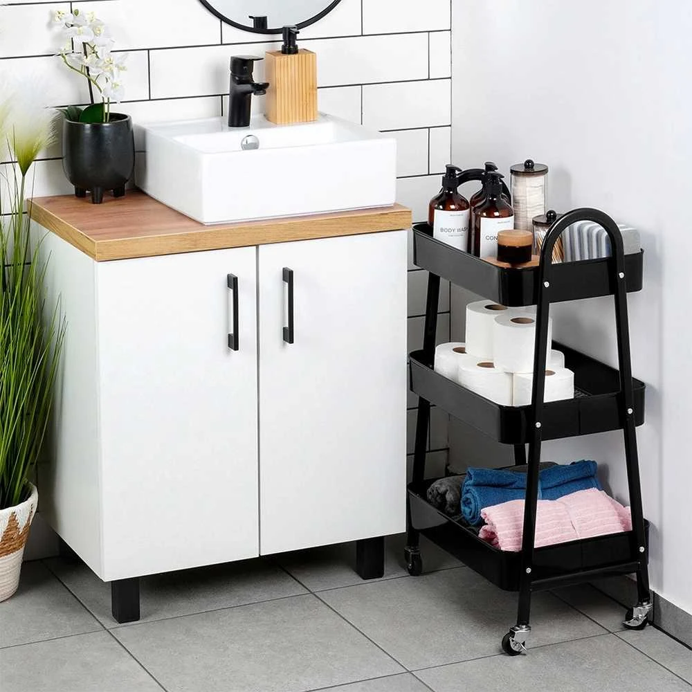 Storage Solutions Mobilus Metalinis Lentynas 3 Lygiai Juodas 44x31,5x78,5 cm