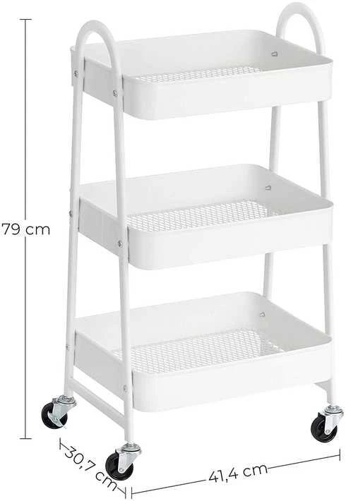 Songmics Baltas metalinis vežimėlis