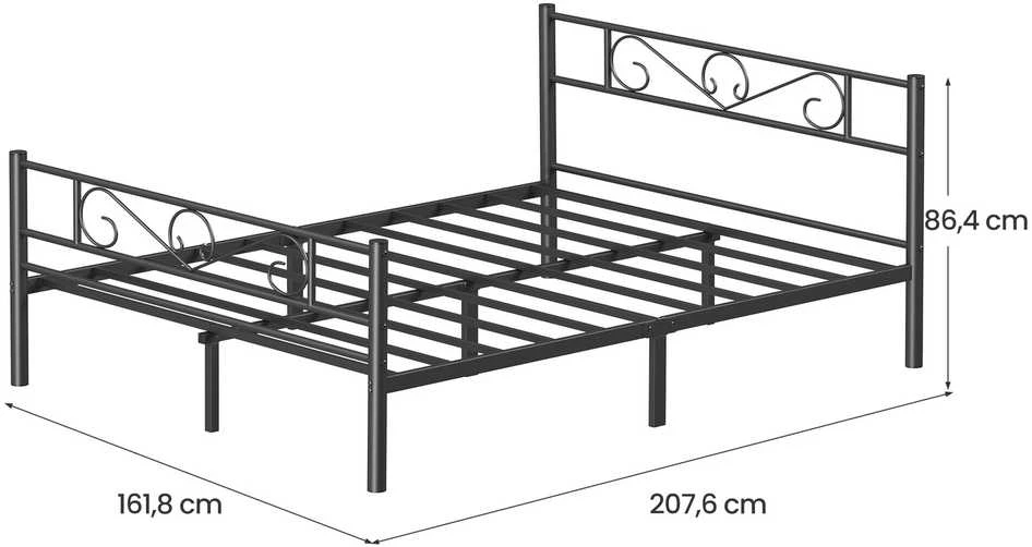 Songmics Metalinė lova 160x200 cm, juoda