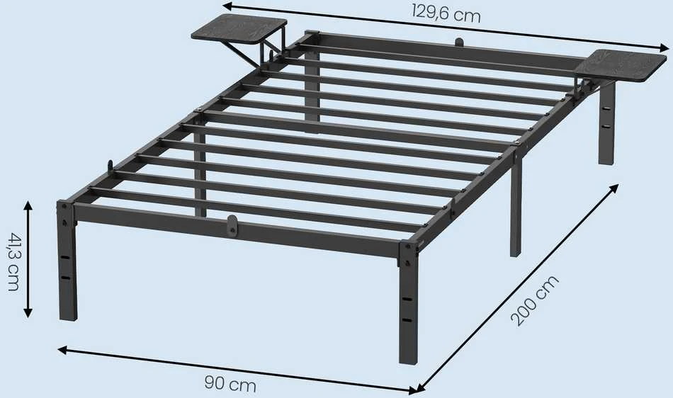 Songmics Metalinė lova 200x90 cm juodos spalvos
