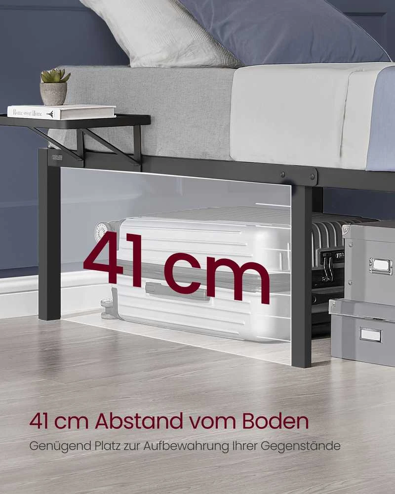 Songmics Vasagle 140 x 200 cm lova su metalinėmis lentynomis