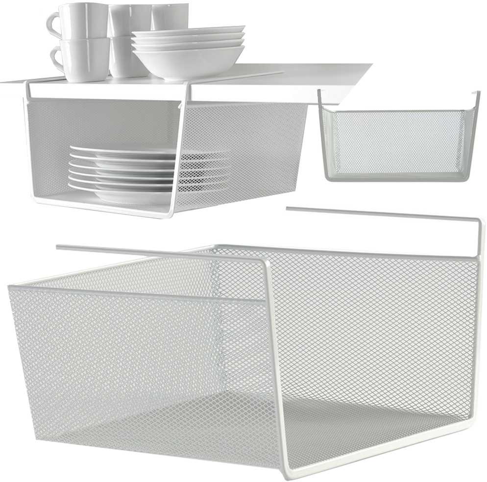 Metalinė pakabinama lentyna virtuvei 28 cm balta