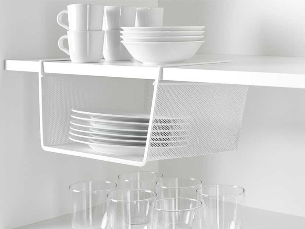 Metalinė pakabinama lentyna virtuvei 28 cm balta