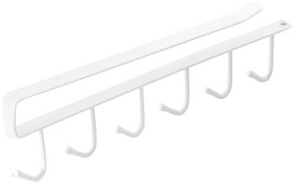 AG828 Metalinė pakabinama lentynėlė su 6 kabliukais, 26,5 cm, balta