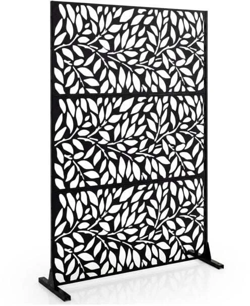 Metalinė privatumo sienelė, žaliuzinė, juoda, 121 × 40 × 183 cm