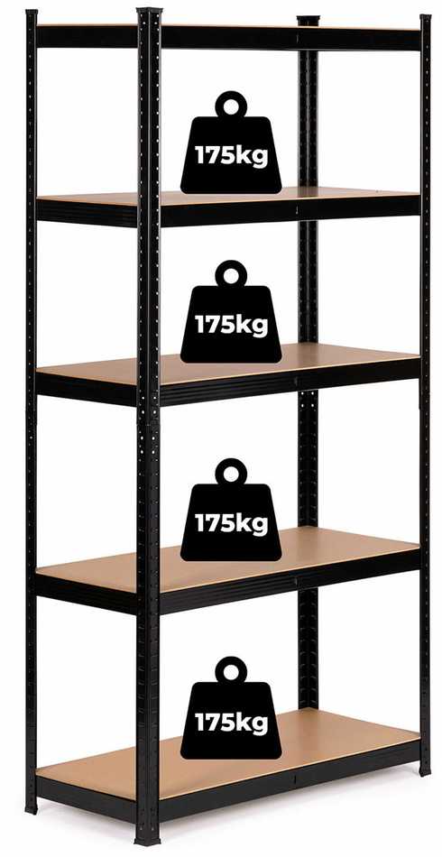 Metalinė sandėlio lentyna 180x90x40 cm rūsio garažui 5 lentynos 875 kg ModernHome