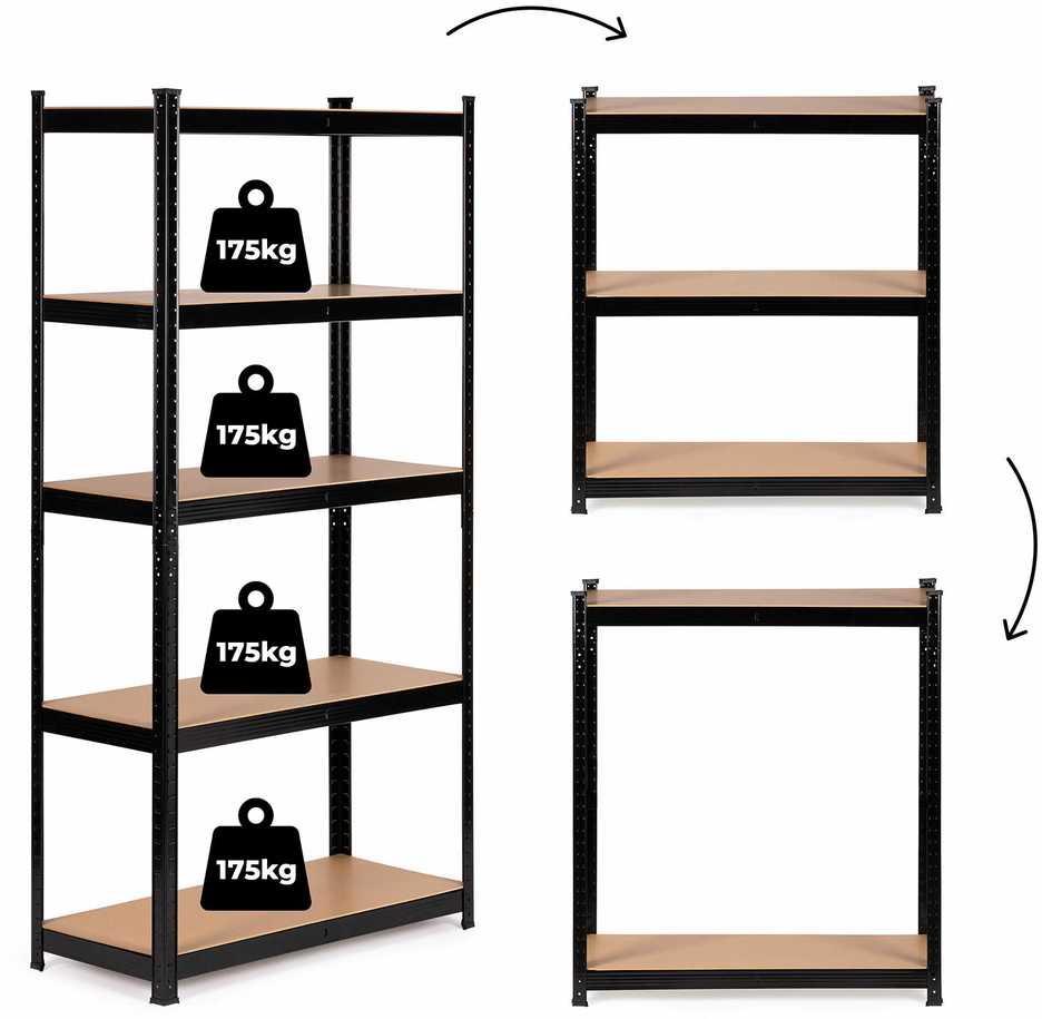 Metalinė sandėlio lentyna 180x90x40 cm rūsio garažui 5 lentynos 875 kg ModernHome