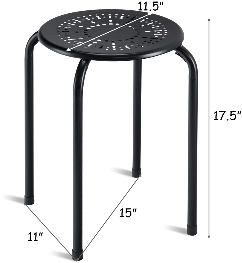 Metalinė sukraunama taburetė, juoda, Ø 29,5 × 44,5 cm, 6 vnt.