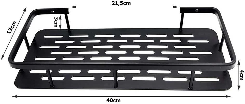 Metalinė vonios lentyna loft stiliaus, juoda, 40x13 cm