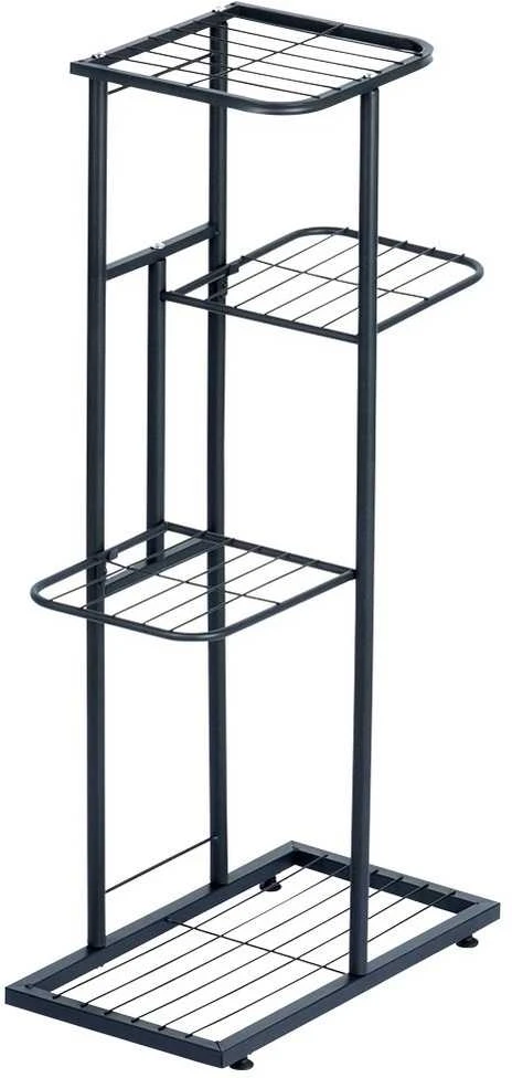 Vilde Juoda metalinis gėlių stovas 4 pakopų 80 cm