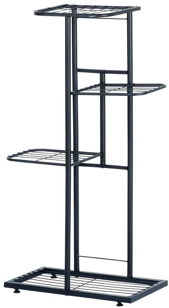Vilde Juoda metalinis gėlių stovas 4 pakopų 80 cm