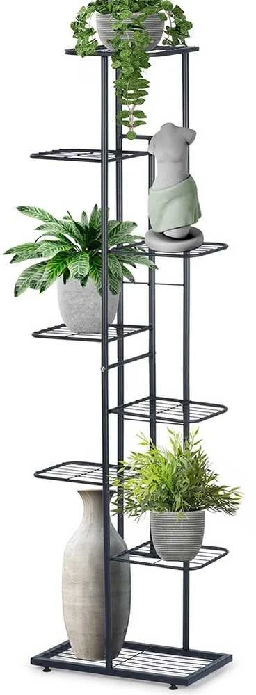 Vilde Juoda 8 pakopų metalinis gėlių stovas 142cm