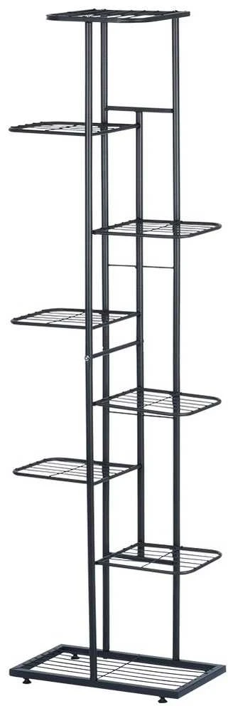 Vilde Juoda 8 pakopų metalinis gėlių stovas 142cm