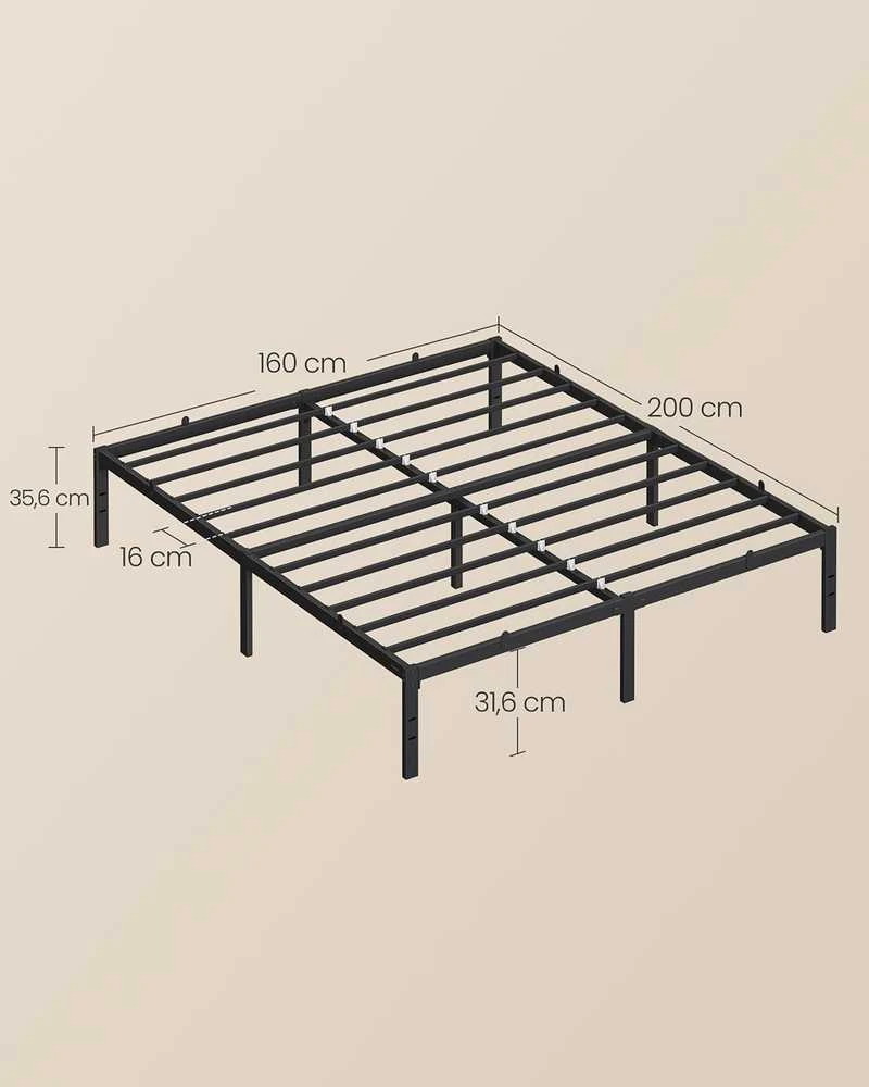 Songmics Vasagle Metalinis dvigulės lovos rėmas 160 x 200 cm modernus rašalas juodas