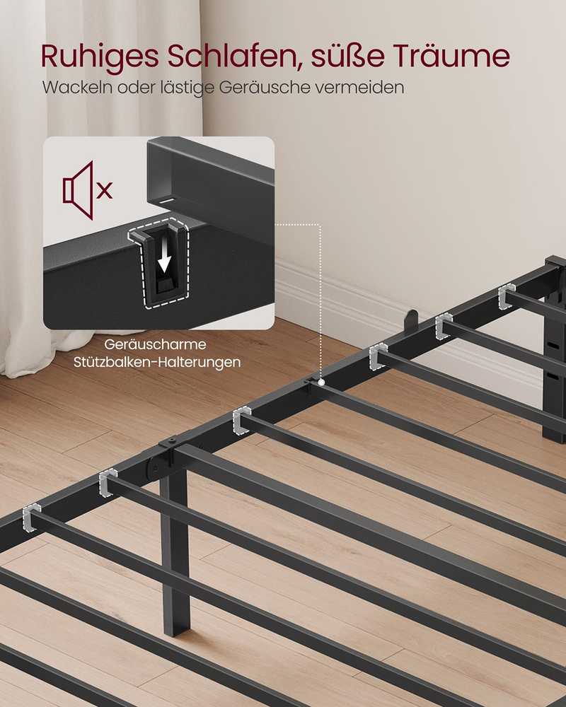 Vasagle Metalinis viengulės lovos rėmas 90 x 200 cm modernus rašalas juodas
