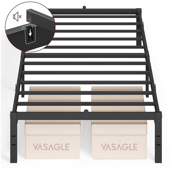 Vasagle Metalinis viengulės lovos rėmas 90 x 200 cm modernus rašalas juodas