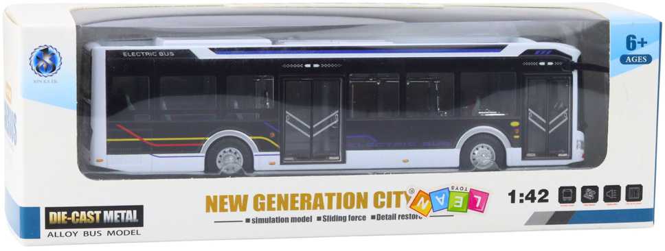 Lean Toys Metalinis miesto autobusas 1:42 su šviesomis ir garsais