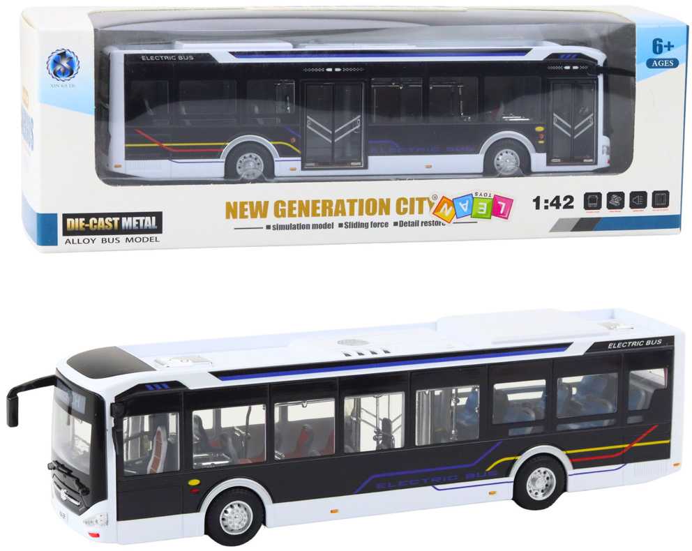 Lean Toys Metalinis miesto autobusas 1:42 su šviesomis ir garsais