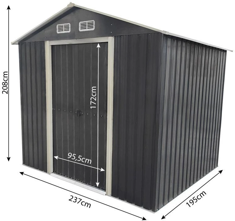 Metalinis sandėliukas 4,6 m², antracito, 237 × 195 × 208/172 cm
