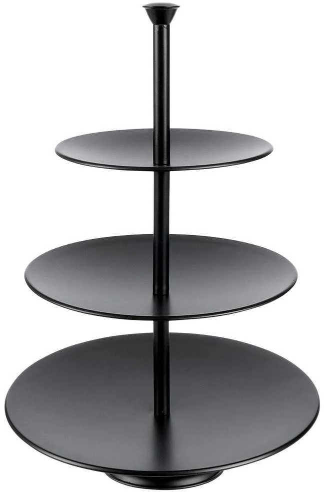 Serviravimo stovas Excellent Houseware, 3 aukštų, juodas, 36,5 cm aukščio