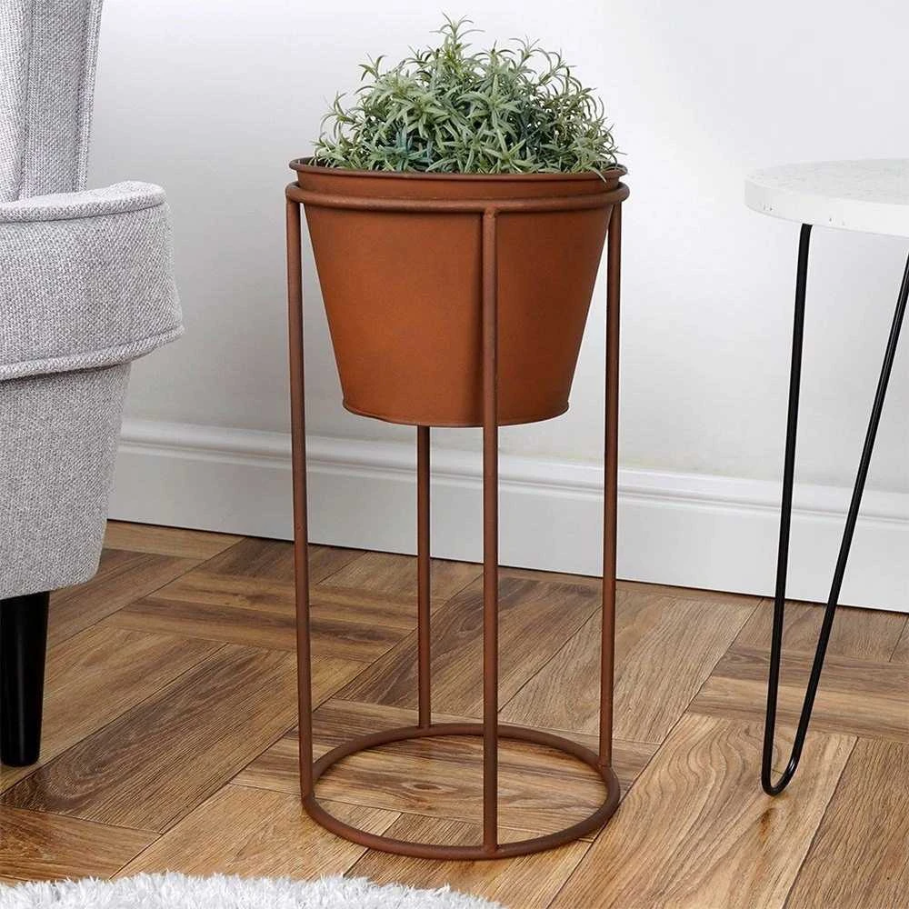 Vilde Gėlių vazonas su stovu metalinė 44 cm - retro stiliaus